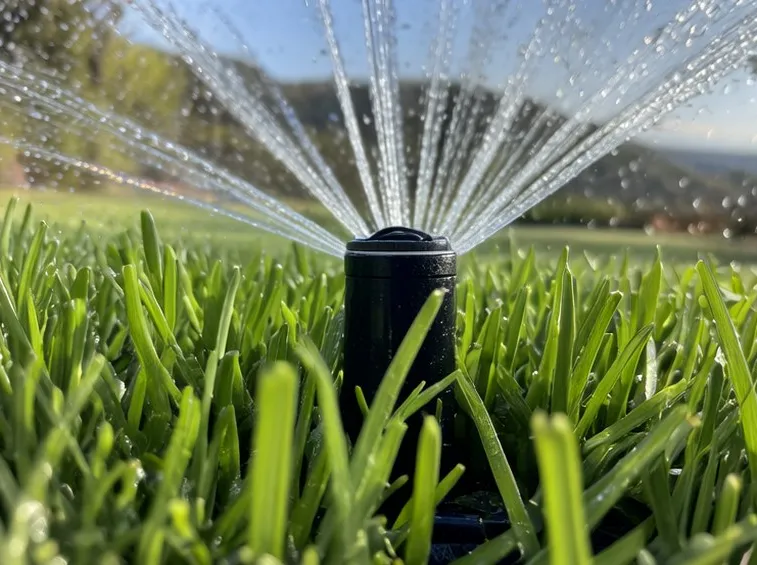 Un giardino con impianto di irrigazione