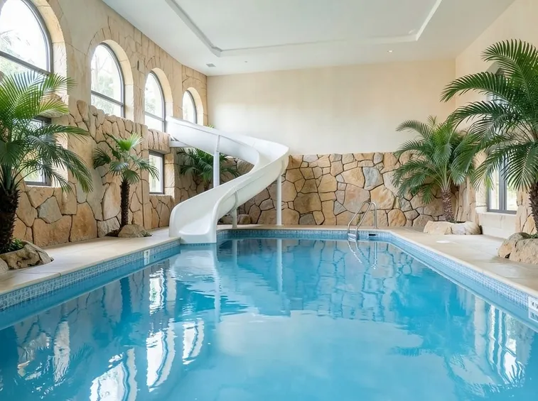 piscina con scivolo.