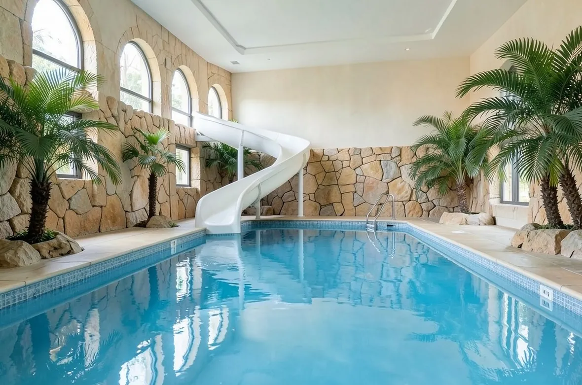 piscina con scivolo.