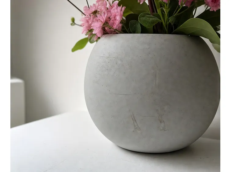 Esempio di vaso tondo in resina