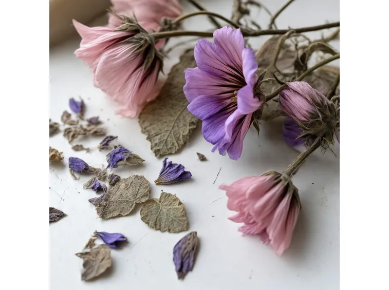 Fiori e foglie secche di malva