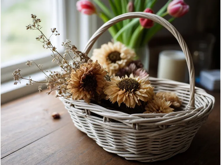 Composizione floreale di fiori secchi