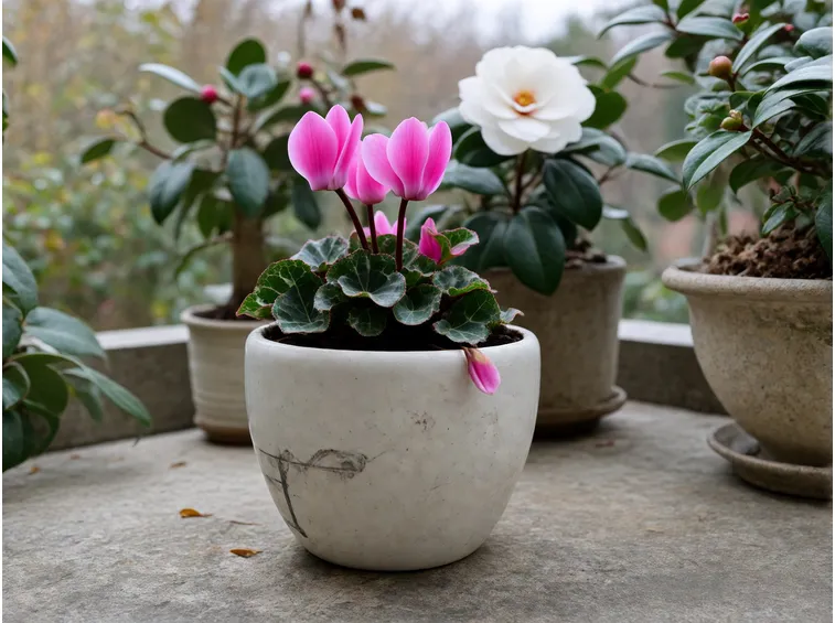Piante in vaso che reggono il freddo: ciclamino, erica, camelia