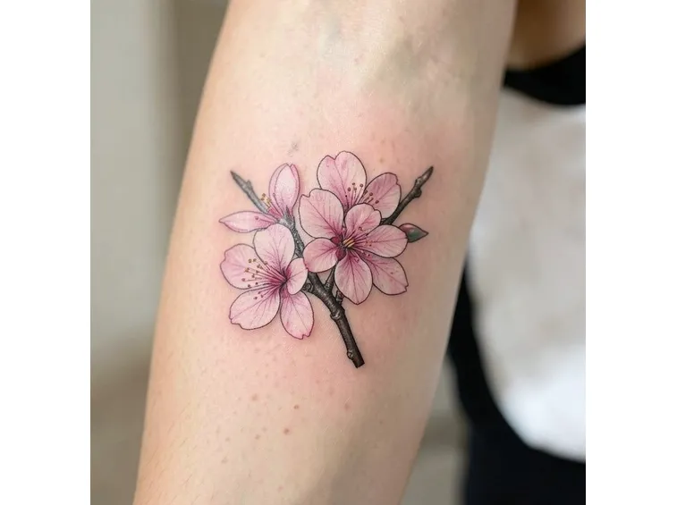 Tatuaggio con soggetto un fiore di pesco