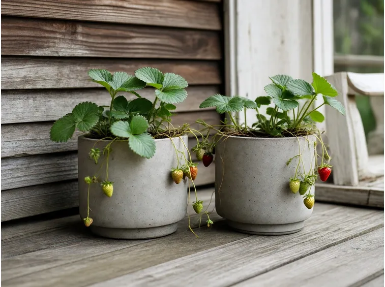 fragole in vaso con stoloni