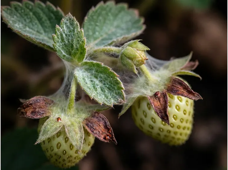 Pianta fragole malata