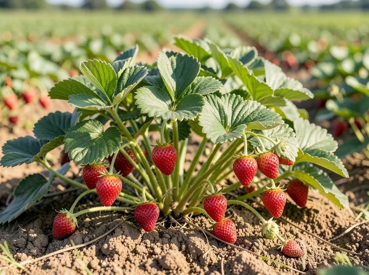 Una grande coltivazione di fragole