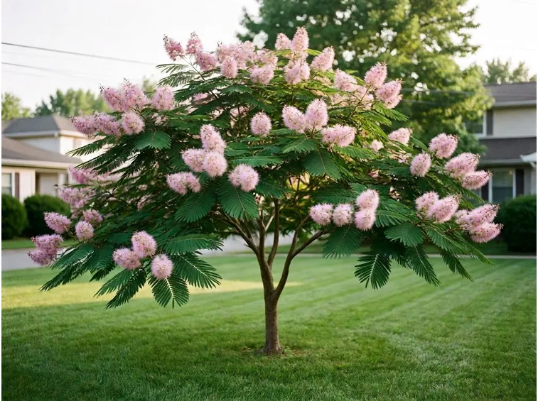 Albero di albizia in fiore.