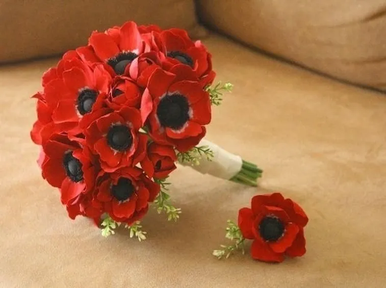 Un bouquet di anemoni rossi