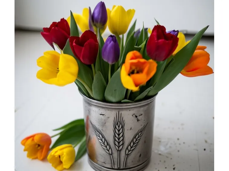 Bellissimo vaso di tulipani