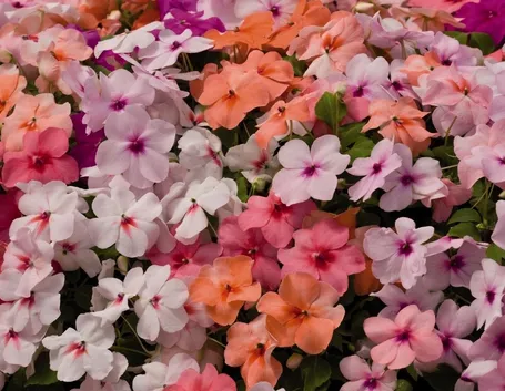I bellissimi fiori di nuova guinea di diverse sfumature