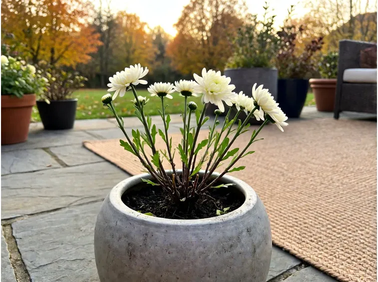 Rinvaso e cura primaverile dei crisantemi in vaso