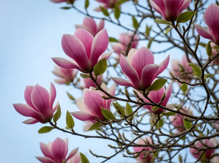 Un esemplare di magnolia obovata fiorita