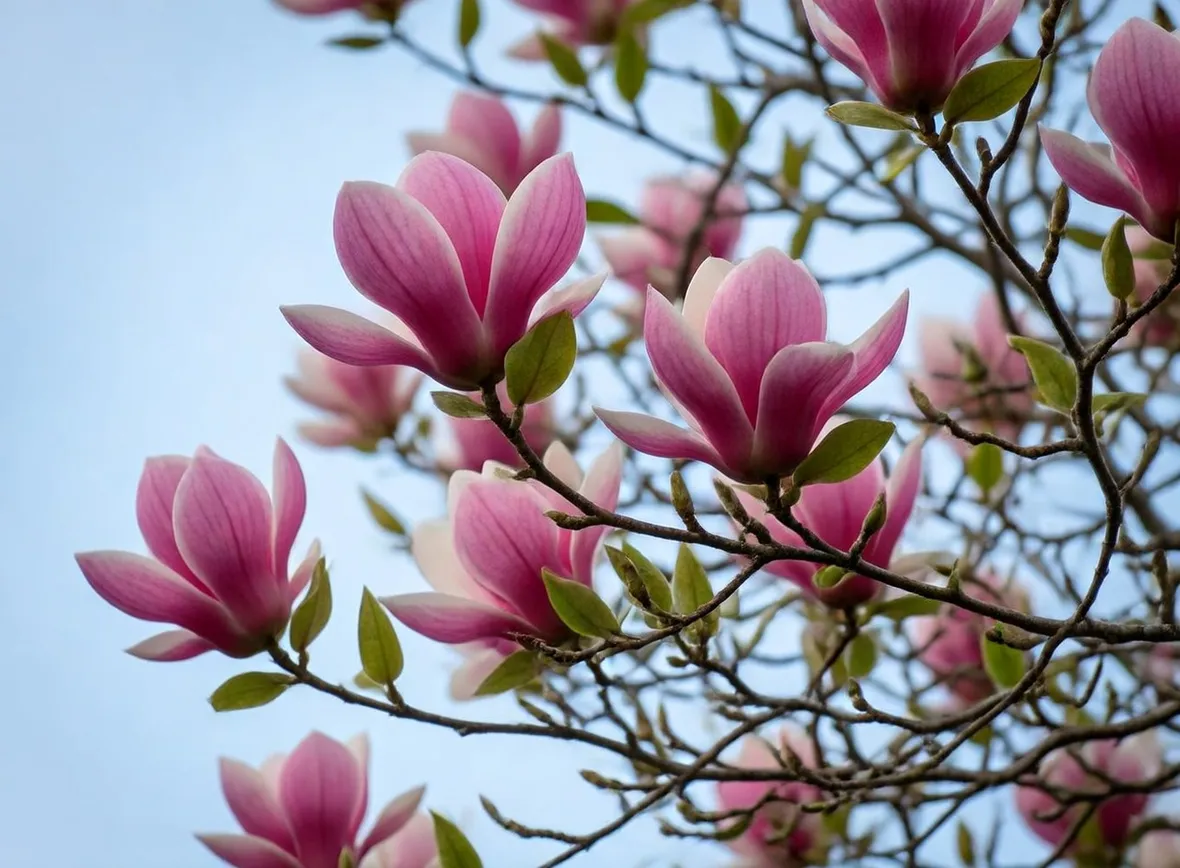 Un esemplare di magnolia obovata fiorita