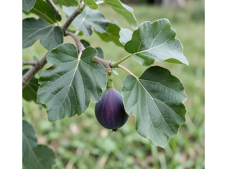 Il fico con foglie e frutto