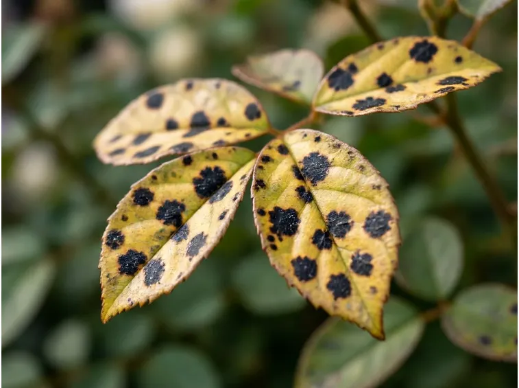 Ticchiolatura su foglie di una rosa