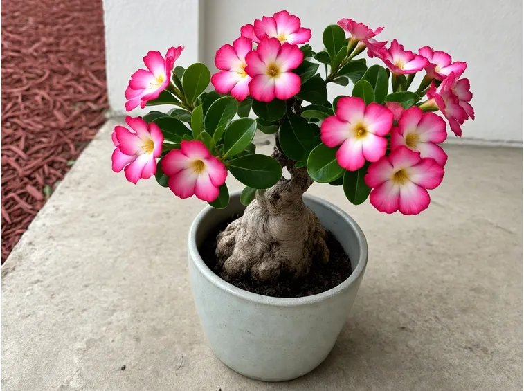 Esemplari di rosa del deserto in vaso