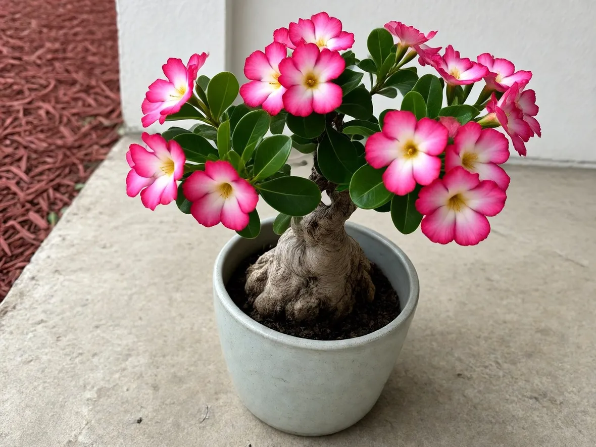 Esemplari di rosa del deserto in vaso