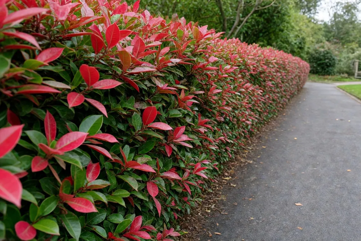 Una siepe di Photinia Red Robin
