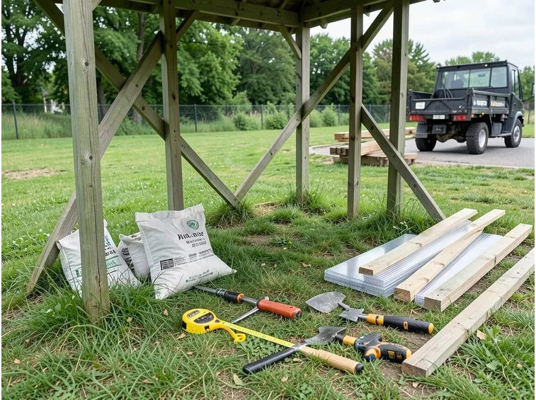 Un gazebo in costruzione