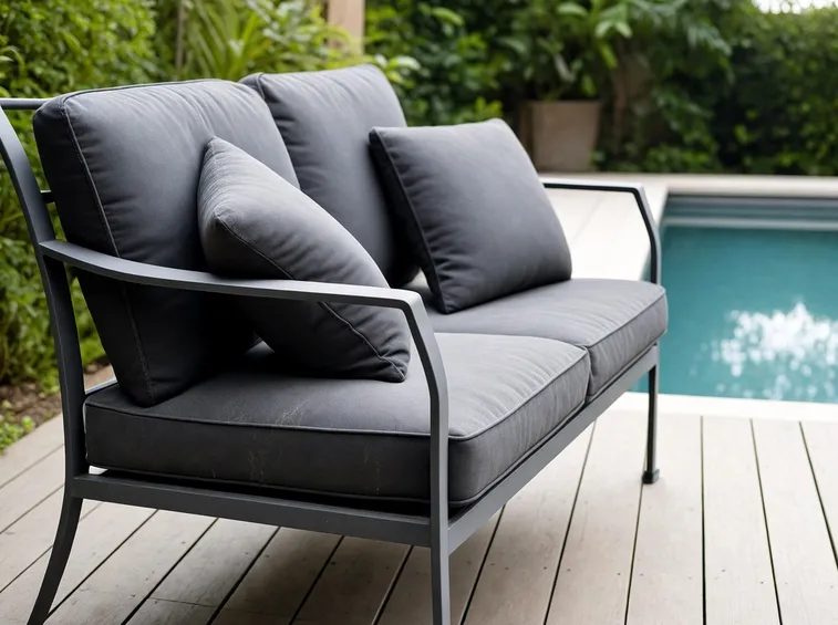 Un divano da giardino moderno realizzato in metallo