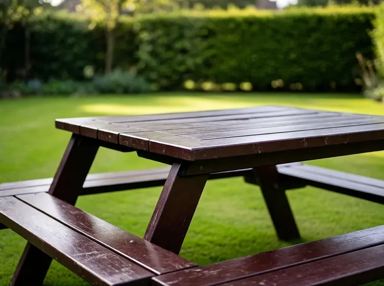 Tavolo in legno con panche da giardino
