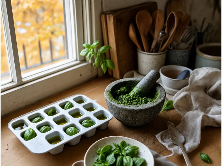 Congelare il basilico per il pesto