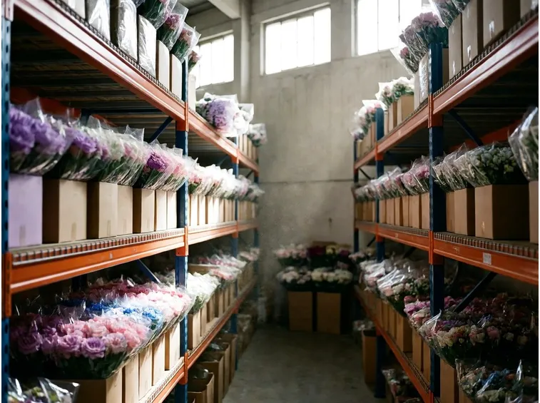 Fiori artificiali nel magazzino di un negozio